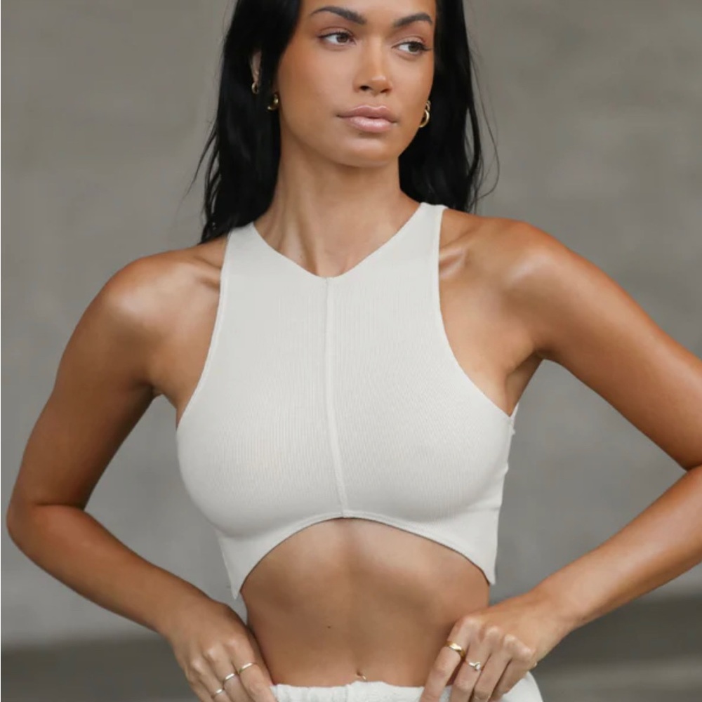 NWOT Joah Brown Curve Crop Tank XS/S - Bone Flexrib (cream)